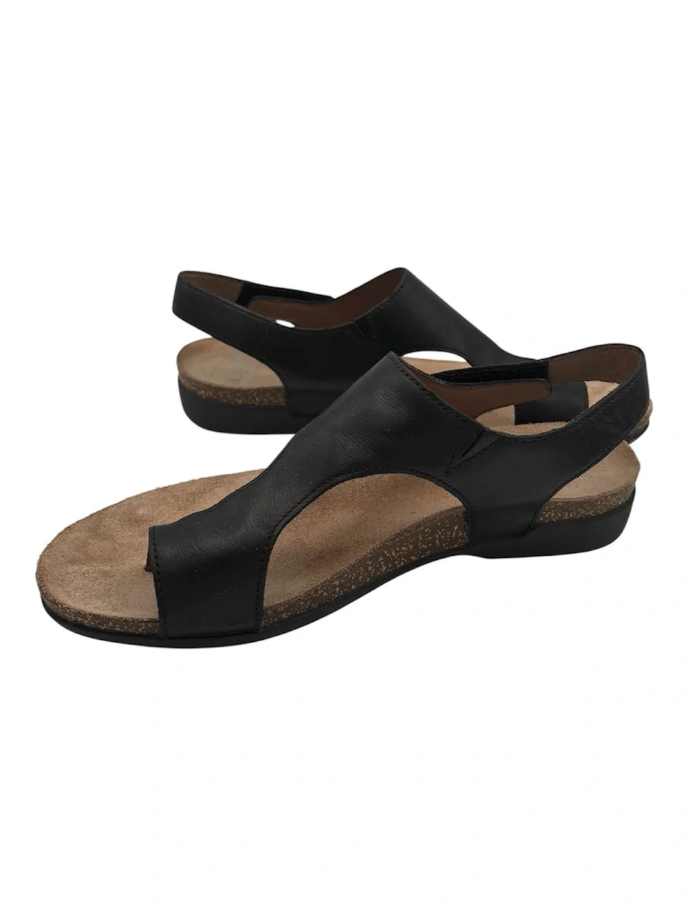 Dansko Reece Sandal Womens Size 8.5 Black Leather Thong Wedge Sandals Comfort